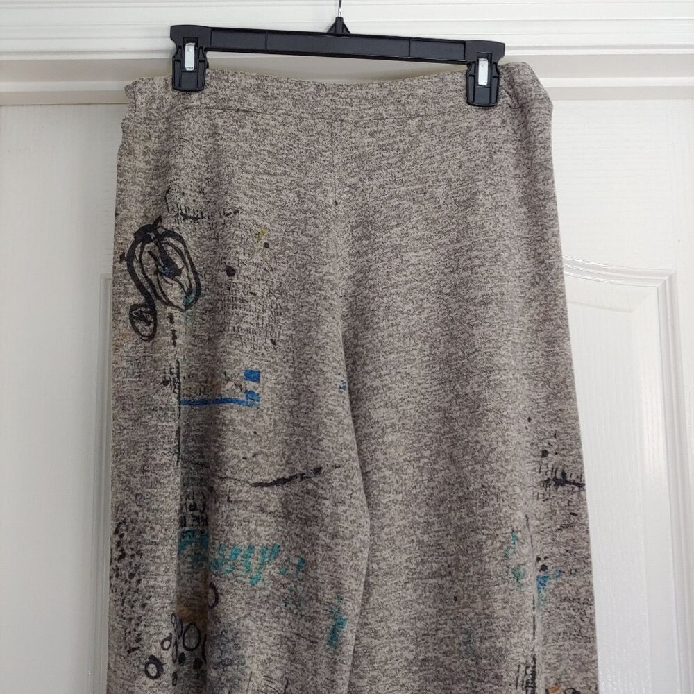 Inoah Freedom Art Knit Pants Whimsical Urban Graphic Print Streetwear M - Picture 10 of 13